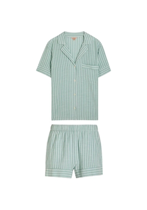 Eberjey Nautico Shortie striped cotton pajamas - Green