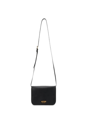 Moschino logo-lettering leather shoulder bag - Black