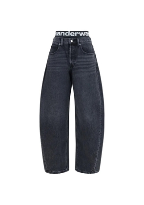 Alexander Wang logo-waistband loose-fit jeans - Grey