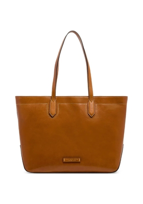 The Bridge contrast-stitched leather tote bag - Brown
