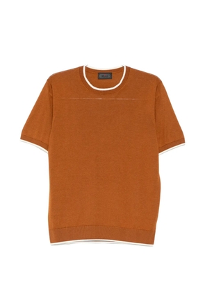Kiton contrast-trim fine-knit T-shirt - Brown