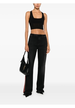 Gucci Web-stripe wide-leg jeans - Black