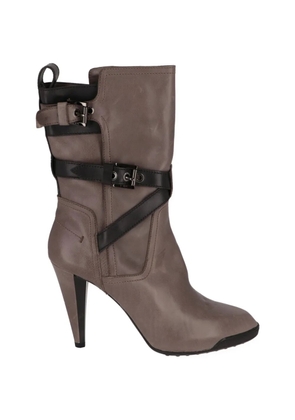 Tod's buckle-strap leather ankle boots - Grey