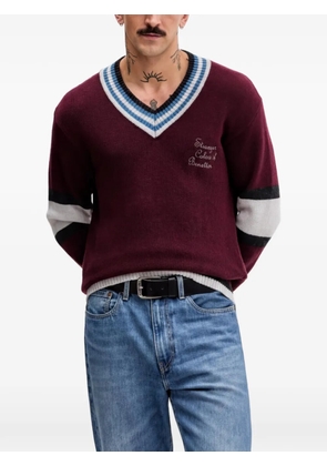 Benetton striped V-neck sweater - Red