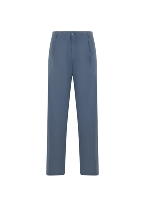 Fedeli pleated straight-leg trousers - Blue