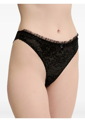 Armani Exchange sequin-embellished lace-trim briefs - Black