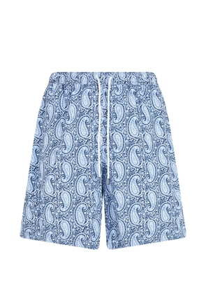 Fedeli paisley-print drawstring-waist swim shorts - Blue