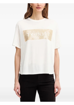 TWINSET sequin-embellishment T-shirt - Neutrals