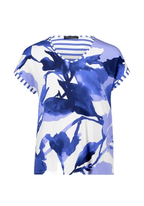 Betty Barclay floral-print striped-trim top - Blue
