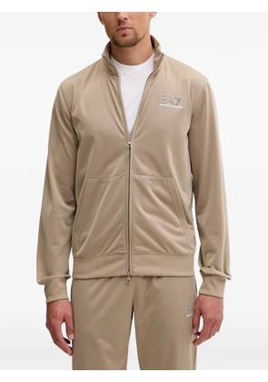 Ea7 Emporio Armani logo-print zip-up sweater - Neutrals
