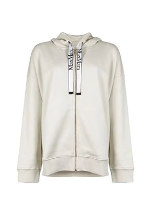 Max Mara logo-drawstring zip-up hoodie - Neutrals