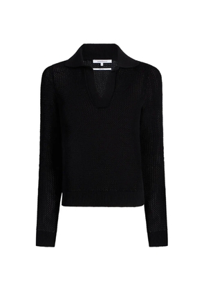 Another Tomorrow crochet-knit polo sweater - Black