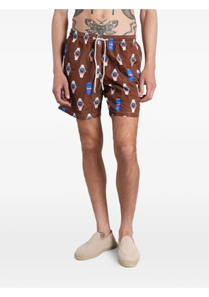 MC2 Saint Barth graphic-print drawstring swim shorts - Brown