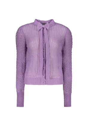 Alberta Ferretti openwork-knit bow-detail cardigan - Purple