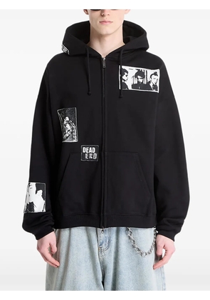 WASTED patch-detail zip hoodie - Black