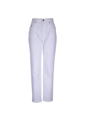 Kiton logo-embroidered slim-leg jeans - White