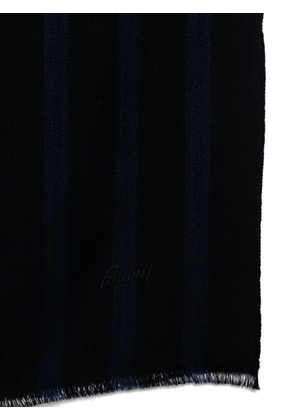 Brioni vertical-stripe frayed scarf - Blue