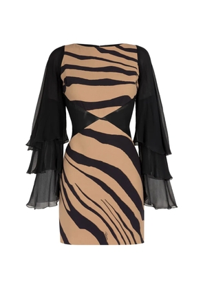 Roberto Cavalli tiger-print tiered-sleeve dress - Black