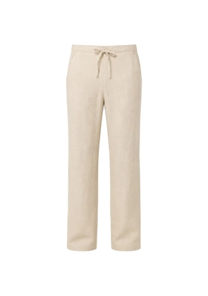 120% Lino drawstring-waist straight-leg trousers - Neutrals