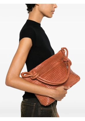 SOMMET Aisha Rows pleated leather shoulder bag - Brown