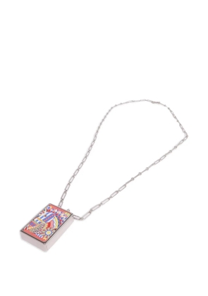 Hermès Pre-Owned enamel locket-pendant necklace - Silver