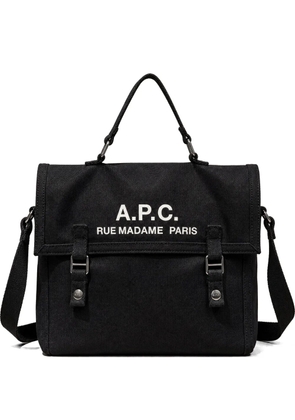 A.P.C. logo-print canvas tote bag - Black