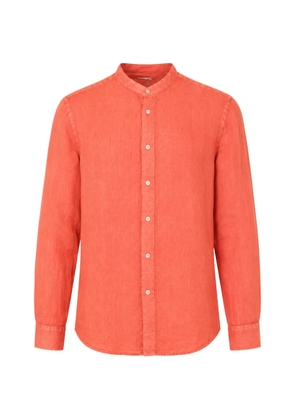 120% Lino mandarin-collar long-sleeve shirt - Orange