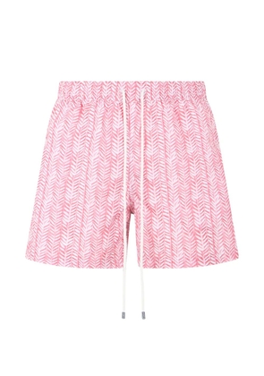 Fedeli leaf-print drawstring swim shorts - Pink