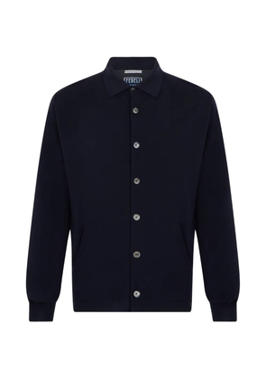 Fedeli virgin wool button-up sweater - Blue