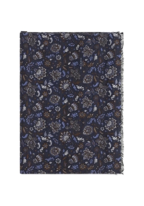Kiton Paisley floral-print frayed scarf - Blue