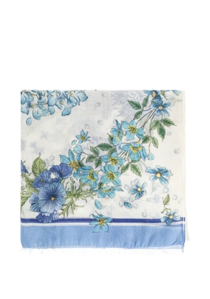 Ferragamo floral-print fringed scarf - White