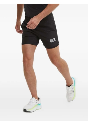 Ea7 Emporio Armani logo-print track shorts - Black