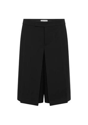 Marine Serre tailored wool serge bermuda with pleats - Black