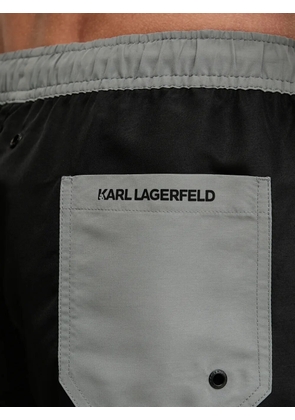 Karl Lagerfeld logo-print drawstring swim shorts - Black