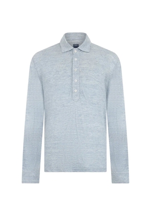 Fedeli striped long-sleeve polo shirt - Blue
