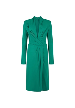 Alberta Ferretti gathered long-sleeve midi dress - Green