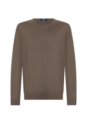 Fedeli round-neck long-sleeve sweater - Brown
