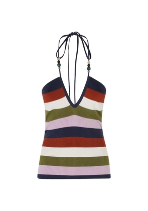 Essentiel Antwerp bead-embellished striped top - Blue