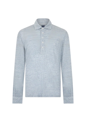 Fedeli striped long-sleeve polo shirt - Blue