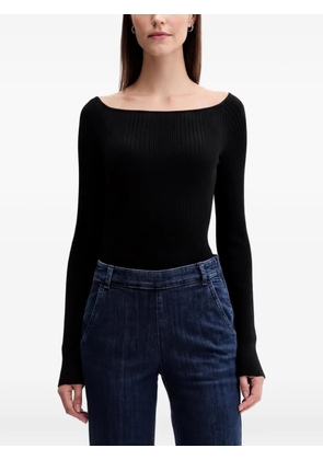 Benetton ribbed-knit boat-neck sweater - Black