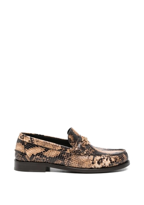 Versace Pre-Owned Medusa Biggie snakeskin-effect loafers - Brown