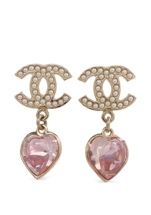 CHANEL Pre-Owned CC heart drop earrings - Gold