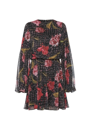 Ted Baker floral-print long-sleeve mini dress - Black