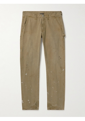 JOHN ELLIOTT - Straight-Leg Paint-Splattered Cotton-Canvas Trousers - Men - Brown - S