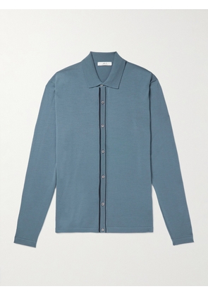 Mr P. - Contrast-Tipped Wool Cardigan - Men - Blue - XS