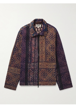 Kartik Research - Embroidered Printed Cotton Jacket - Men - Blue - S