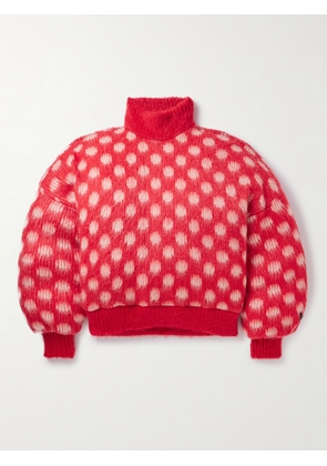 Marni - Dingyun Zhang Polka-Dot Brushed-Knit Down Rollneck Sweater - Men - Red - S