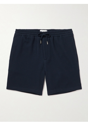 Mr P. - Straight-Leg Waffle-Knit Organic Cotton Drawstring Shorts - Men - Blue - 28