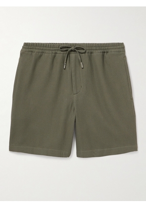 Mr P. - Straight-Leg Waffle-Knit Organic Cotton Drawstring Shorts - Men - Green - 28