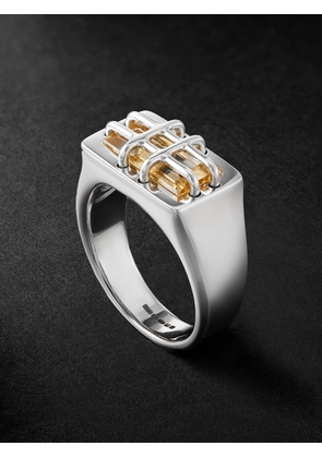 OUIE - Cage Sterling Silver Citrine Ring - Men - Silver - 55